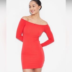 Wild Fable: XL Red Long Sleeve Off the Shoulder Knee High Dress